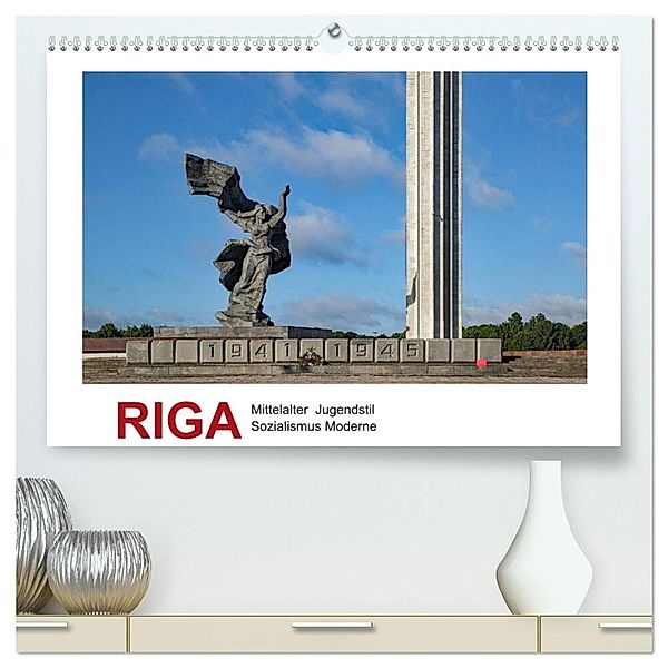 Riga - Mittelalter, Jugendstil, Sozialismus und Moderne (hochwertiger Premium Wandkalender 2024 DIN A2 quer), Kunstdruck in Hochglanz, Christian Hallweger