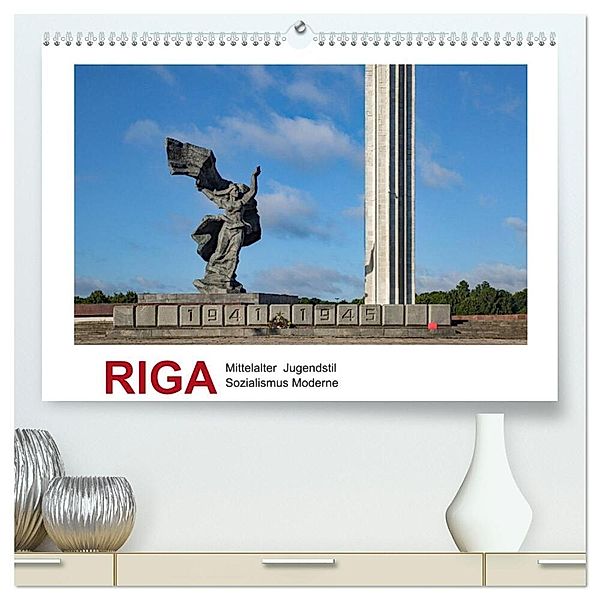 Riga - Mittelalter, Jugendstil, Sozialismus und Moderne (hochwertiger Premium Wandkalender 2025 DIN A2 quer), Kunstdruck in Hochglanz, Calvendo, Christian Hallweger