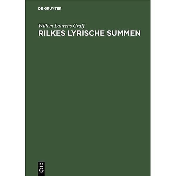 Rilkes lyrische Summen, Willem Laurens Graff