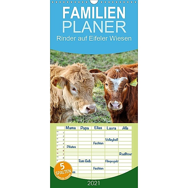Rinder auf Eifeler Wiesen - Familienplaner hoch (Wandkalender 2021 , 21 cm x 45 cm, hoch), Jean-Louis Glineur
