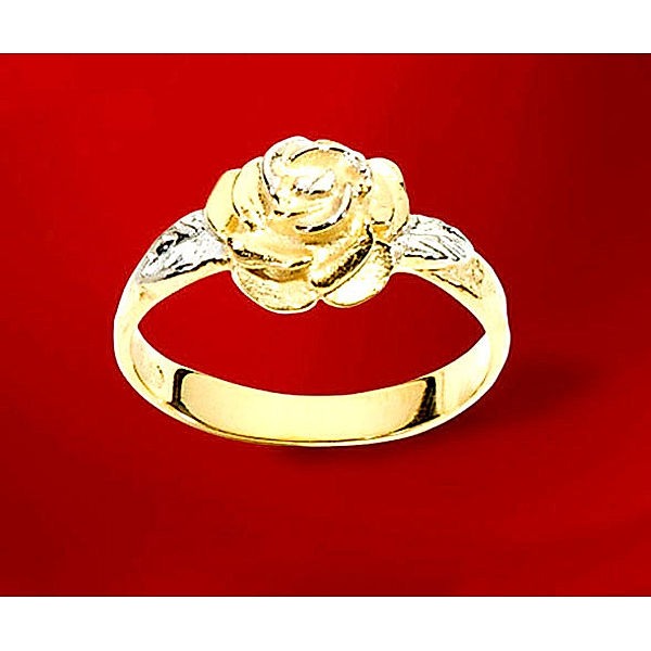 Ring Rose, 333er Gelbgold, bicolor (Ringgröße: 19 mm)