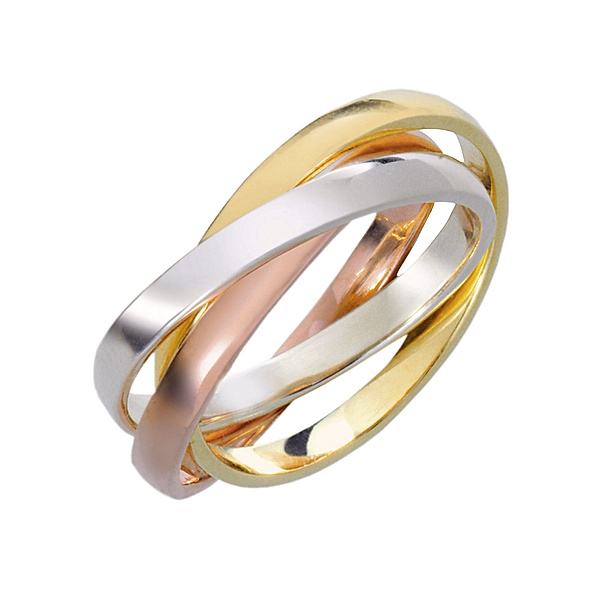 Ring Tricolor, 3 Ringe aus 333er Gold (Ringgröße: 17 mm)