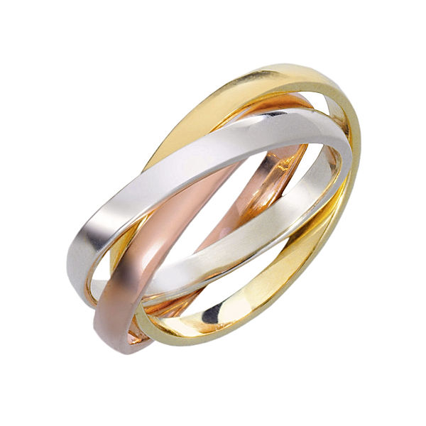 Ring Tricolor, 3 Ringe aus 333er Gold (Ringgröße: 19 mm)