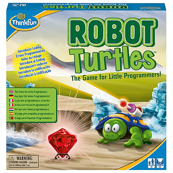 Ravensburger Verlag Robot Turtles, ein Kinderspiel bei dem Kinder ab 4 Jahre mit Spass und spielerisch erstes Programmieren lernen.