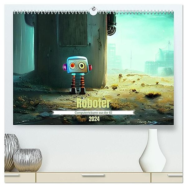 Roboter - Computerträume aus der KI (hochwertiger Premium Wandkalender 2024 DIN A2 quer), Kunstdruck in Hochglanz, Christine aka stine1