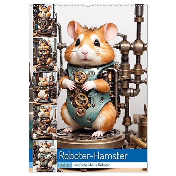 Roboter-Hamster - niedliche kleine Roboter (Wandkalender 2025 DIN A2 hoch), CALVENDO Monatskalender, Calvendo, Stanley Hinz