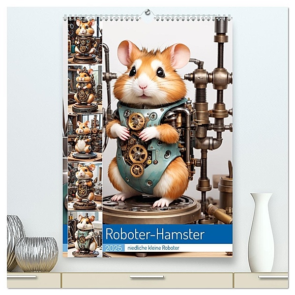 Roboter-Hamster - niedliche kleine Roboter (hochwertiger Premium Wandkalender 2025 DIN A2 hoch), Kunstdruck in Hochglanz, Calvendo, Stanley Hinz