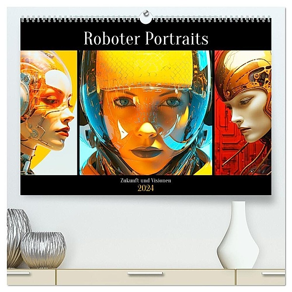 Roboter Portraits. Zukunft und Visionen (hochwertiger Premium Wandkalender 2024 DIN A2 quer), Kunstdruck in Hochglanz, Rose Hurley
