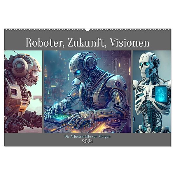 Roboter, Zukunft, Visionen. Die Arbeitskräfte von Morgen (Wandkalender 2024 DIN A2 quer), CALVENDO Monatskalender, Rose Hurley