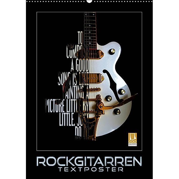 Rockgitarren Textposter (Wandkalender 2019 DIN A2 hoch), Renate Bleicher