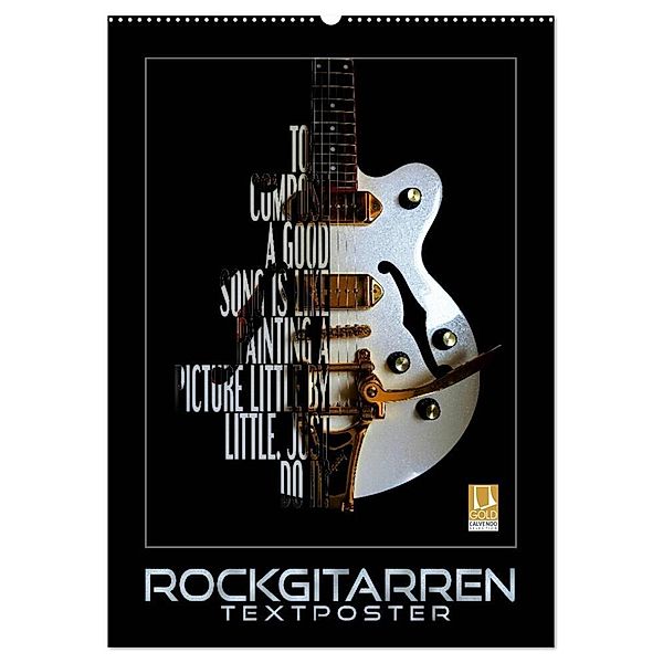 Rockgitarren Textposter (Wandkalender 2024 DIN A2 hoch), CALVENDO Monatskalender, Renate Bleicher