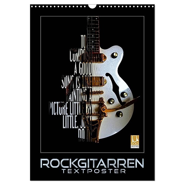 Rockgitarren Textposter (Wandkalender 2024 DIN A3 hoch), CALVENDO Monatskalender, Renate Bleicher