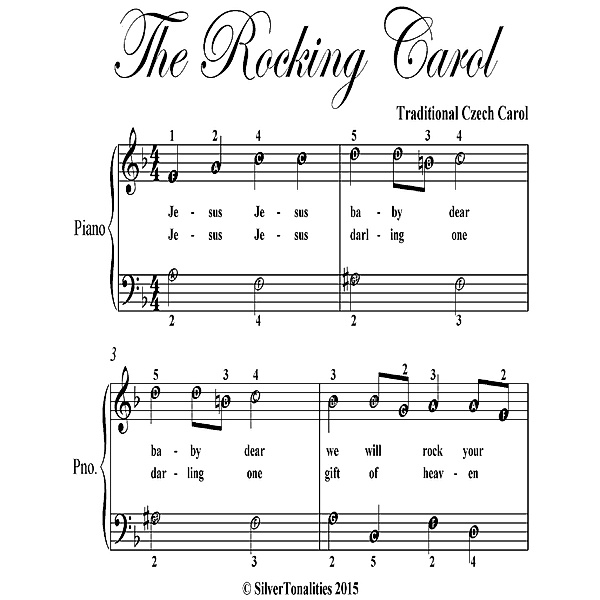 Rocking Carol Easy Piano Sheet Music, Traditional Czech Carol
