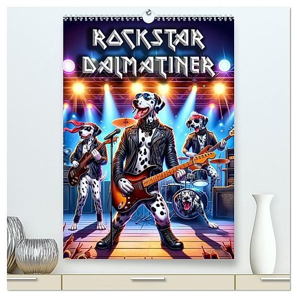 Rockstar Dalmatiner (hochwertiger Premium Wandkalender 2025 DIN A2 hoch), Kunstdruck in Hochglanz, Calvendo, Tim Alberts