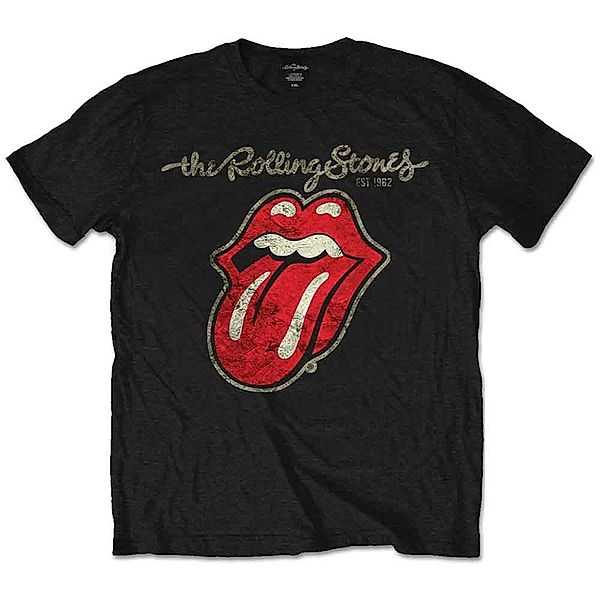 Rolling Stones T-Shirt Plastered Tongue, Farbe: Schwarz, Größe: L (Fanartikel)