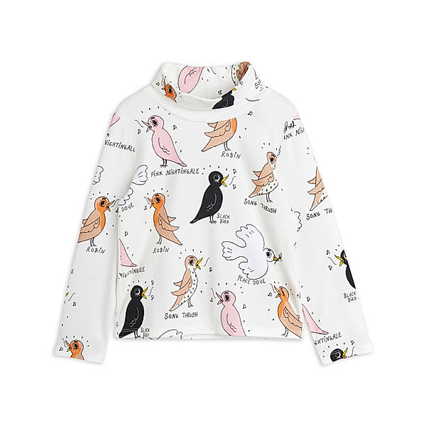 mini rodini Rollkragen-Langarmshirt BIRDSWATCHING in offwhite