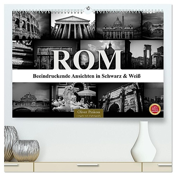 ROM - Ansichten in Schwarz und Weiß (hochwertiger Premium Wandkalender 2025 DIN A2 quer), Kunstdruck in Hochglanz, Calvendo, Oliver Pinkoss