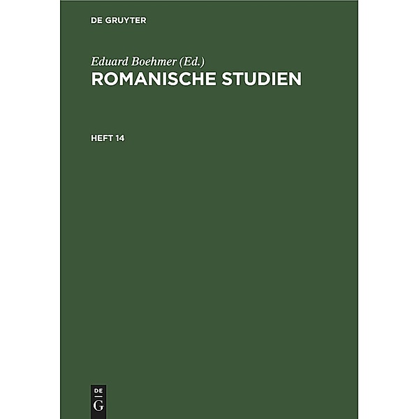 Romanische Studien. Heft 14