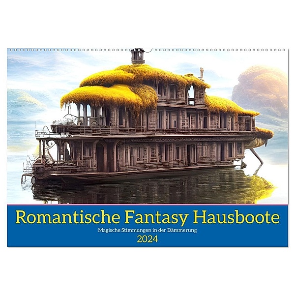 Romantische Fantasy Hausboote Magische Stimmungen in der Dämmerung (Wandkalender 2024 DIN A2 quer), CALVENDO Monatskalender, Martina Marten