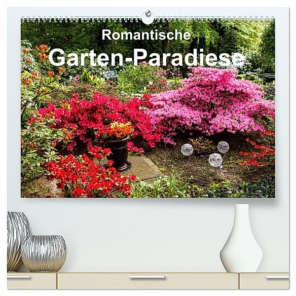Romantische Garten-Paradiese (hochwertiger Premium Wandkalender 2024 DIN A2 quer), Kunstdruck in Hochglanz, Heinz E. Hornecker