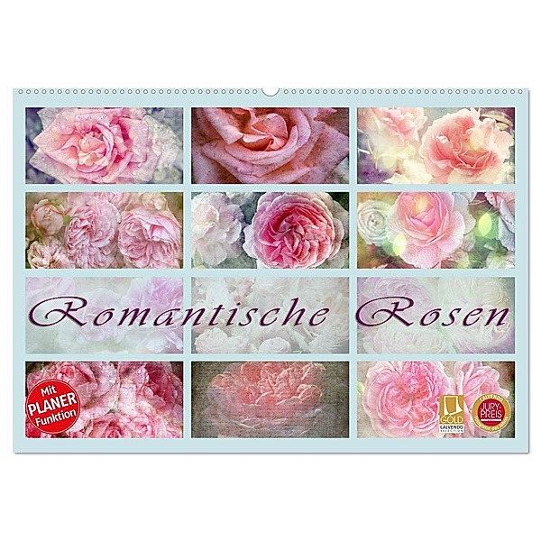 Romantische Rosen (Wandkalender 2024 DIN A2 quer), CALVENDO Monatskalender, Martina Cross