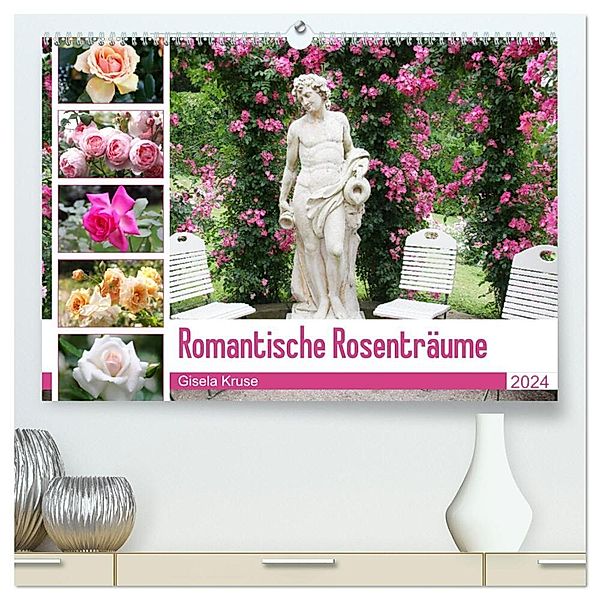 Romantische Rosenträume (hochwertiger Premium Wandkalender 2024 DIN A2 quer), Kunstdruck in Hochglanz, Gisela Kruse