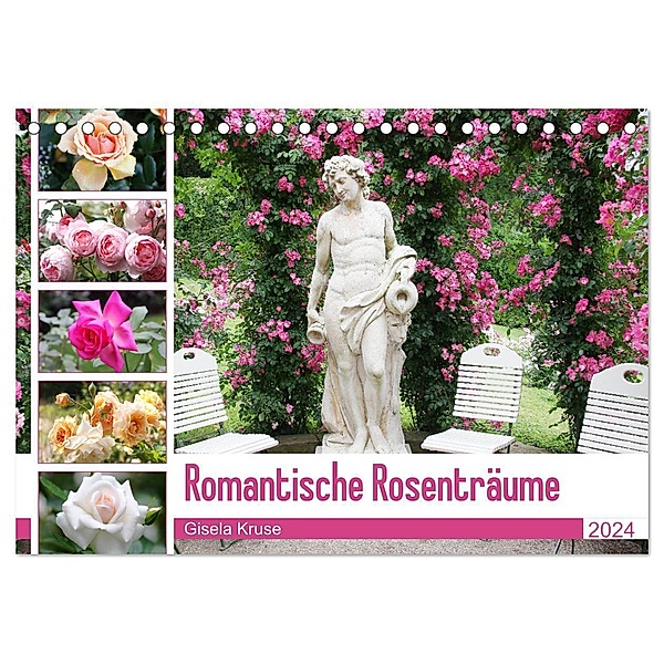 Romantische Rosenträume (Tischkalender 2024 DIN A5 quer), CALVENDO Monatskalender, Gisela Kruse