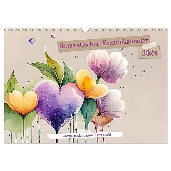 Romantischer Terminkalender (Wandkalender 2024 DIN A3 quer), CALVENDO Monatskalender, Ursula Di Chito