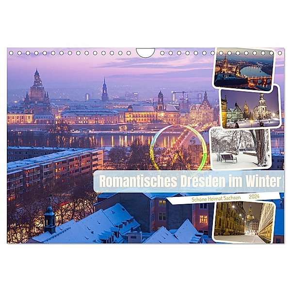 Romantisches Dresden im Winter (Wandkalender 2024 DIN A4 quer), CALVENDO Monatskalender, Drachenkind-Fotografie