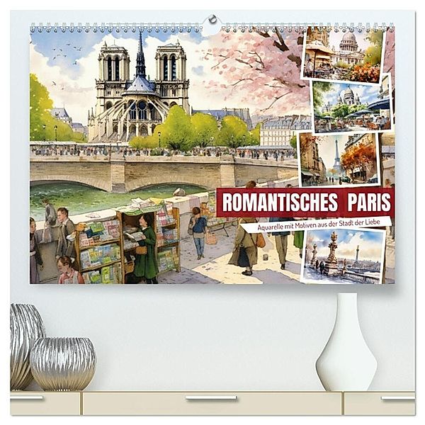 Romantisches Paris (hochwertiger Premium Wandkalender 2024 DIN A2 quer), Kunstdruck in Hochglanz, Sabine Löwer