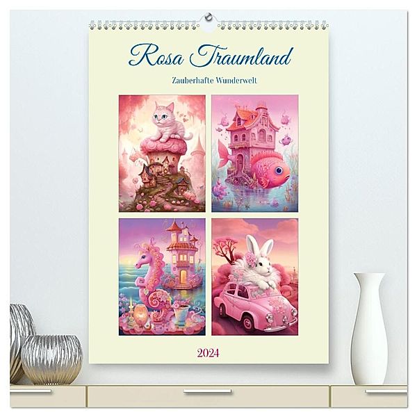 Rosa Traumland. Zauberhafte Wunderwelt (hochwertiger Premium Wandkalender 2024 DIN A2 hoch), Kunstdruck in Hochglanz, Rose Hurley