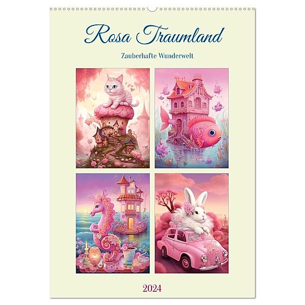 Rosa Traumland. Zauberhafte Wunderwelt (Wandkalender 2024 DIN A2 hoch), CALVENDO Monatskalender, Rose Hurley