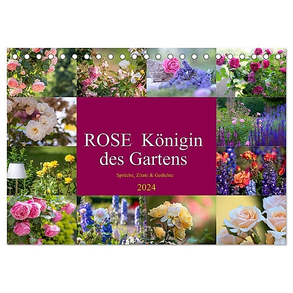 Rose Königin des Gartens (Tischkalender 2024 DIN A5 quer), CALVENDO Monatskalender, Tanja Riedel