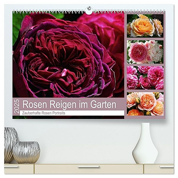 Rosen Reigen im Garten (hochwertiger Premium Wandkalender 2025 DIN A2 quer), Kunstdruck in Hochglanz, Calvendo, Martina Cross