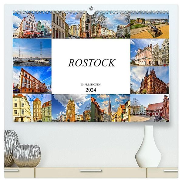 Rostock Impressionen (hochwertiger Premium Wandkalender 2024 DIN A2 quer), Kunstdruck in Hochglanz, Dirk Meutzner