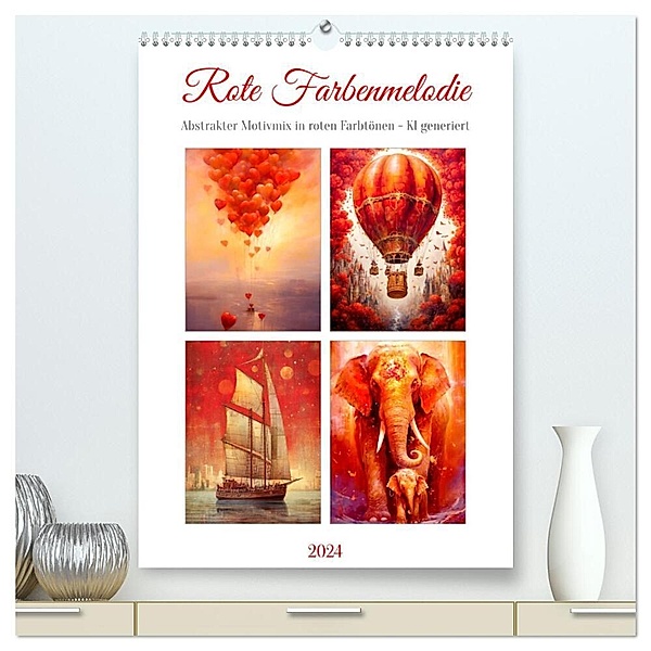 Rote Farbenmelodie (hochwertiger Premium Wandkalender 2024 DIN A2 hoch), Kunstdruck in Hochglanz, Cathrin Illgen