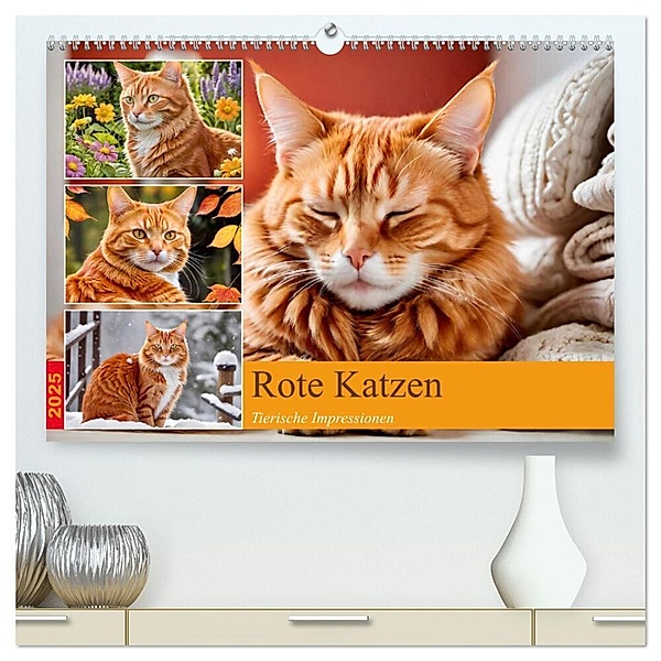 Rote Katzen (hochwertiger Premium Wandkalender 2025 DIN A2 quer), Kunstdruck in Hochglanz, Calvendo, Steffani Lehmann