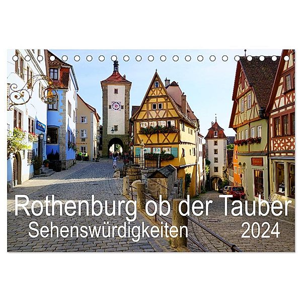 Rothenburg ob der Tauber. Sehenswürdigkeiten. (Tischkalender 2024 DIN A5 quer), CALVENDO Monatskalender, Sergej Schmidt