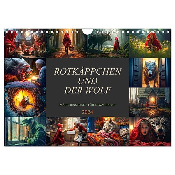 Rotkäppchen und der Wolf (Wandkalender 2024 DIN A4 quer), CALVENDO Monatskalender, Dirk Meutzner