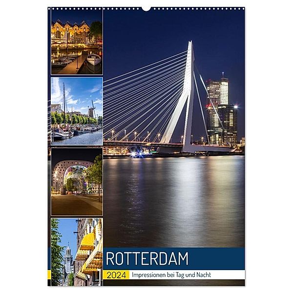 ROTTERDAM Impressionen bei Tag und Nacht (Wandkalender 2024 DIN A2 hoch), CALVENDO Monatskalender, Melanie Viola