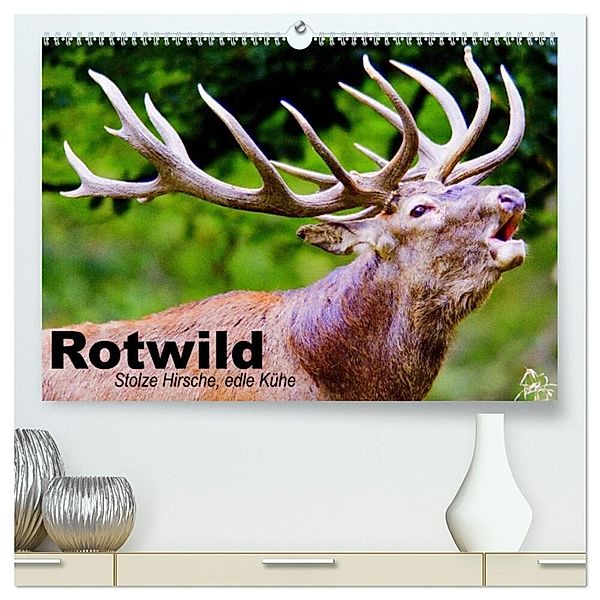 Rotwild. Edle Hirsche, stolze Kühe (hochwertiger Premium Wandkalender 2024 DIN A2 quer), Kunstdruck in Hochglanz, Elisabeth Stanzer