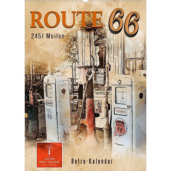 Route 66 - 2451 Meilen (Wandkalender 2023 DIN A2 hoch), Peter Roder