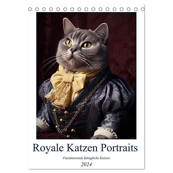 Royale Katzen Portraits (Tischkalender 2024 DIN A5 hoch), CALVENDO Monatskalender, Bonheur18 Switzerland