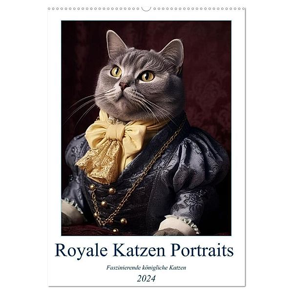 Royale Katzen Portraits (Wandkalender 2024 DIN A2 hoch), CALVENDO Monatskalender, Bonheur18 Switzerland