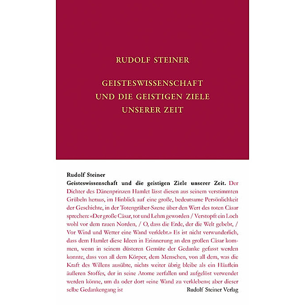 Rudolf Steiner Gesamtausgabe / 069e / Geisteswissenschaft und die geistigen Ziele unserer Zeit, Rudolf Steiner