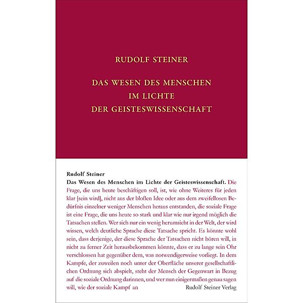 Rudolf Steiner Gesamtausgabe / 68d / Das Wesen des Menschen im Lichte der Geisteswissenschaft, Rudolf Steiner, Rudolf Steiner Nachlassverwaltung