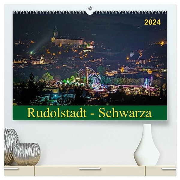 Rudolstadt - Schwarza (hochwertiger Premium Wandkalender 2024 DIN A2 quer), Kunstdruck in Hochglanz, Michael Wenk / Wenki