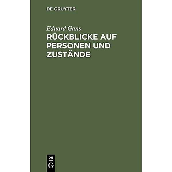 Rückblicke auf Personen und Zustände, Eduard Gans