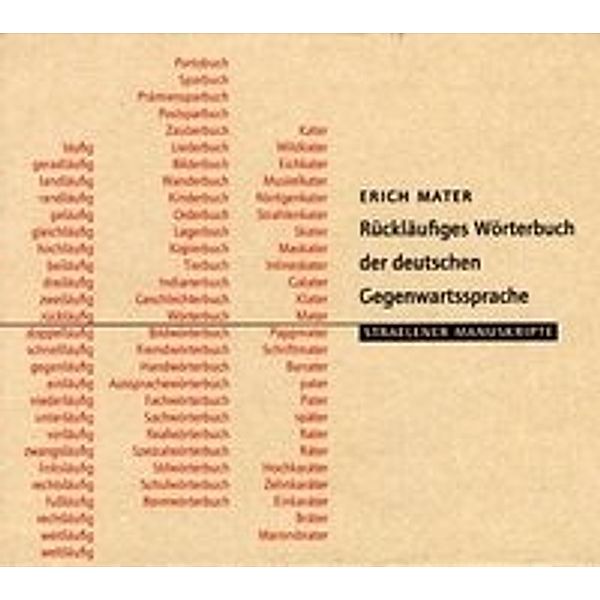 Rückläufiges Wörterbuch der deutschen Gegenwartssprache, 1 CD-ROM, Erich Mater