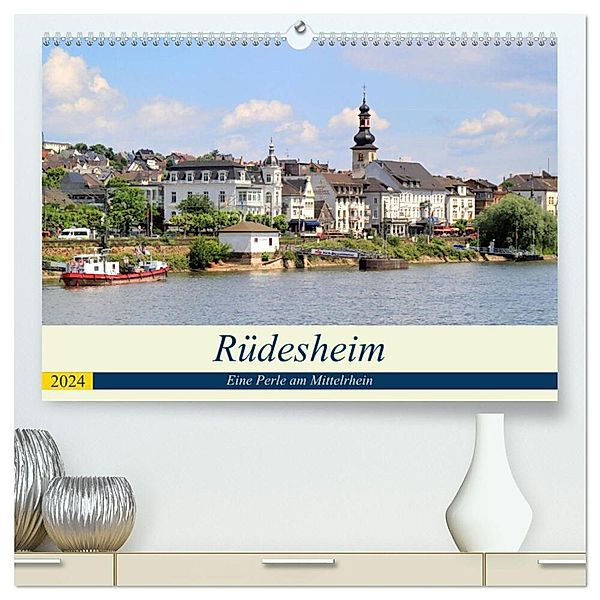 Rüdesheim - Eine Perle am Mittelrhein (hochwertiger Premium Wandkalender 2024 DIN A2 quer), Kunstdruck in Hochglanz, Arno Klatt